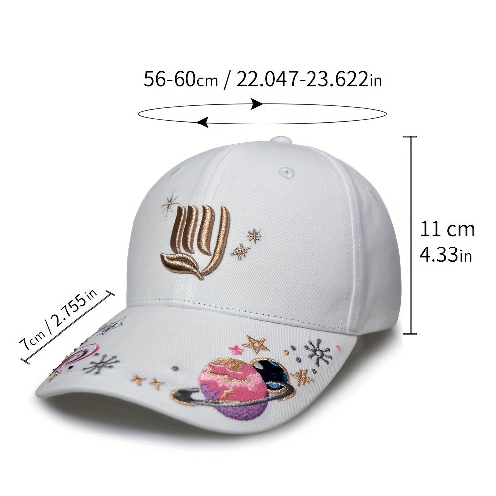 Y2K Planet Embroidery Baseball Cap Cotton Dad Hat