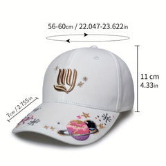 Y2K Planet Embroidery Baseball Cap Cotton Dad Hat