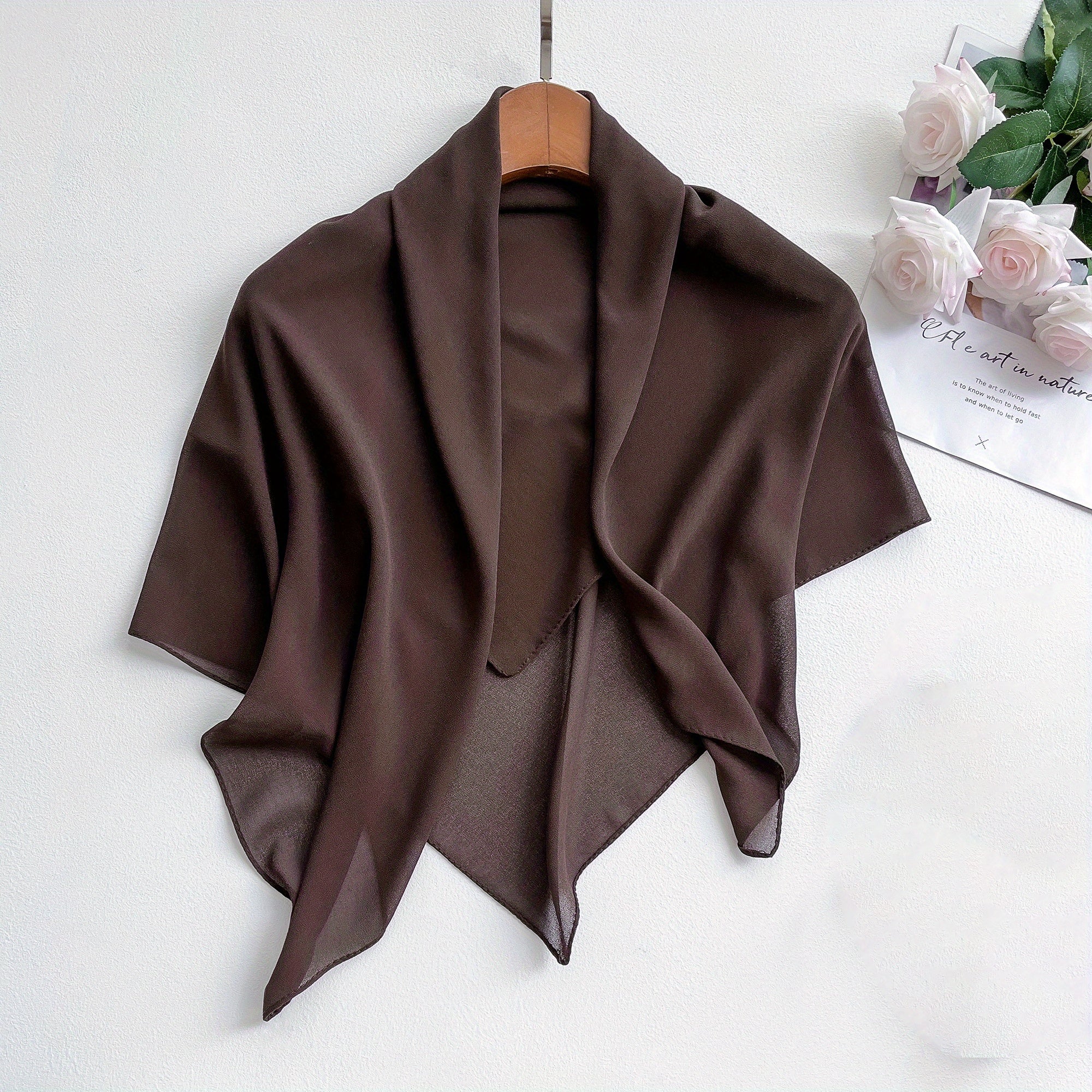 Chiffon Shawl Soft Silky Square Scarf Breathable Sunscreen Wrap