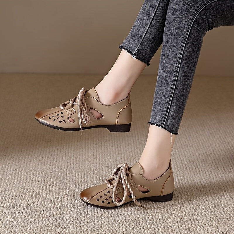 Women's Lace Up Low Block Heel Shoes