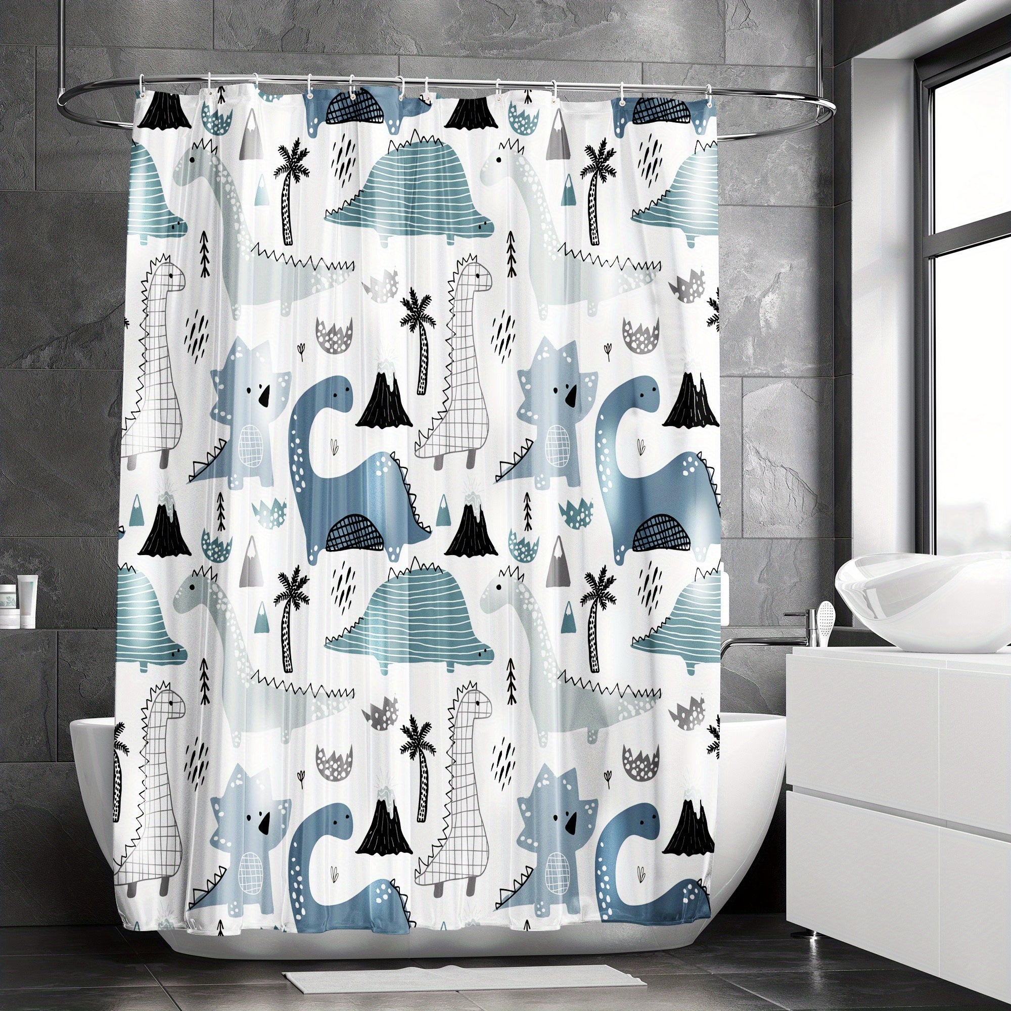 Colorful Dinosaur Shower Curtain Waterproof Bathroom Decor