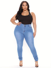 High Rise Stretchy Skinny Jeans for Plus Size Women