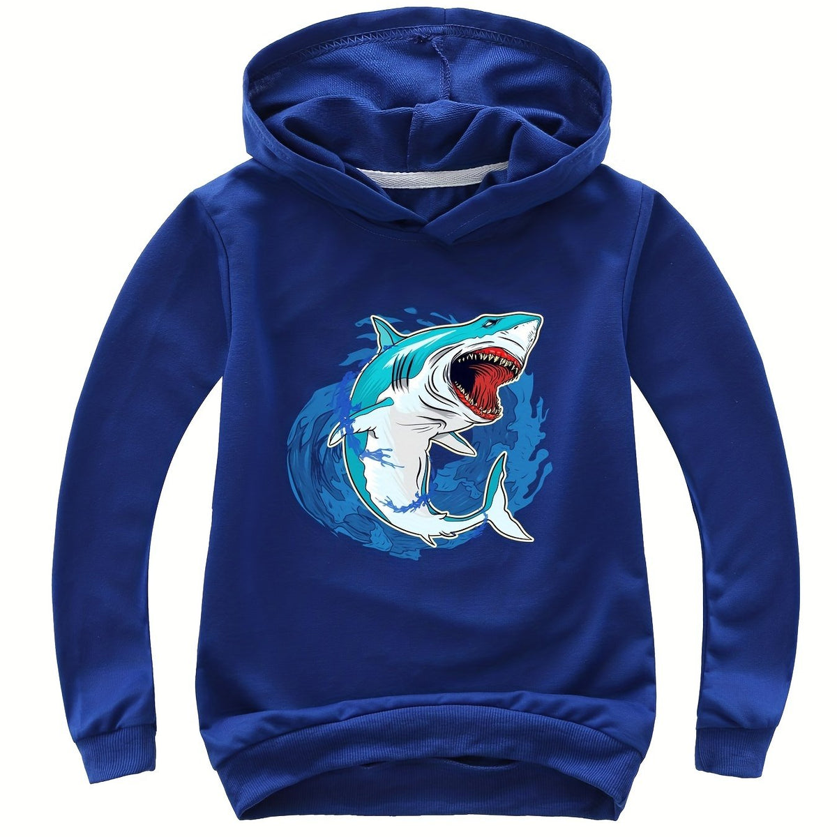 Youth Cartoon Shark Graphic Funky Hoodie Kid's Loose Comfortable Sweatshirt