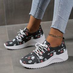 Halloween Pumpkin & Ghost Print Mesh Sneakers