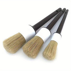 3pcs Soft Car Detail Brushes Pig Hair Perfect For Washing Emblems