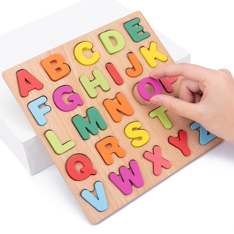 Wooden Alphabet Puzzle for Kids - Early Education Building Blocks