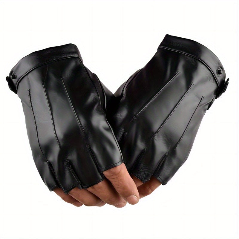 1pair PU Outdoor Half Finger Gloves Non slip Driving Motorcycle Gloves
