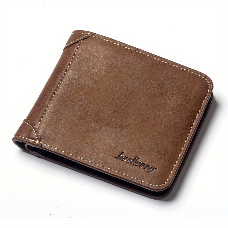 Men's PU Leather Wallet With Card Slots Retro Horizontal Money Clip