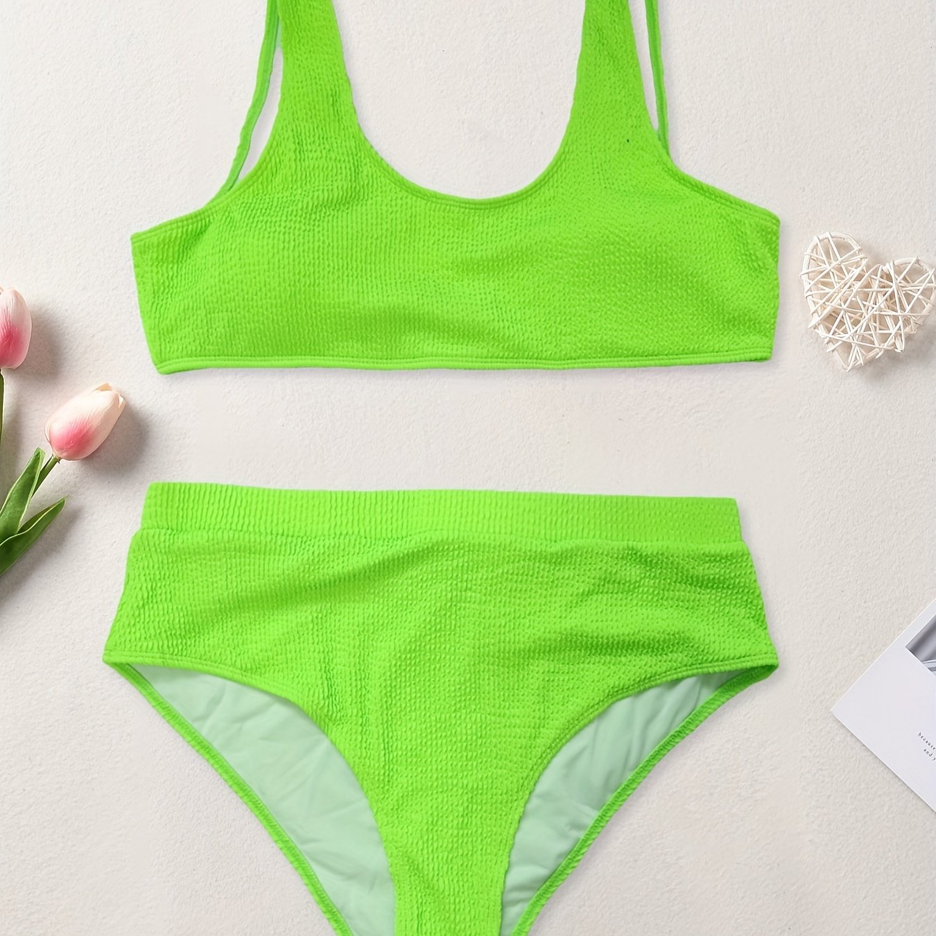 Sexy Bikini Set - Striped Print High Stretch Tank Top & Underwear