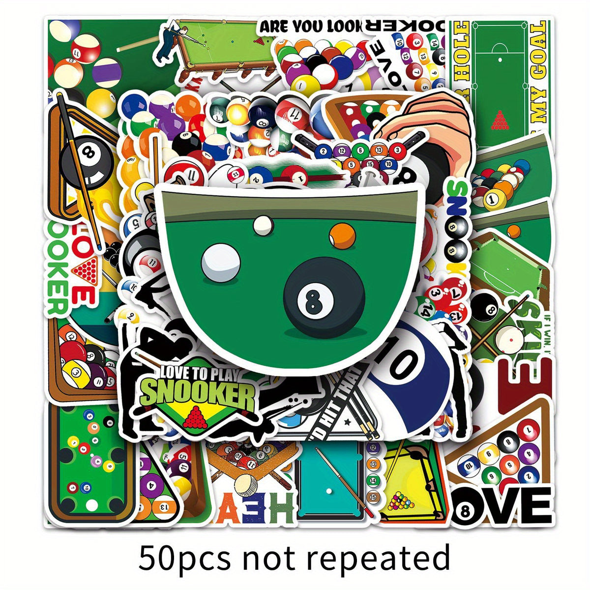 50pcs Billiards Graffiti Stickers Waterproof DIY Phone Case Luggage