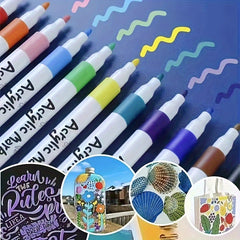 12pcs Quick Dry Acrylic Paint Pens Waterproof Fine Tip for Canvas Wood