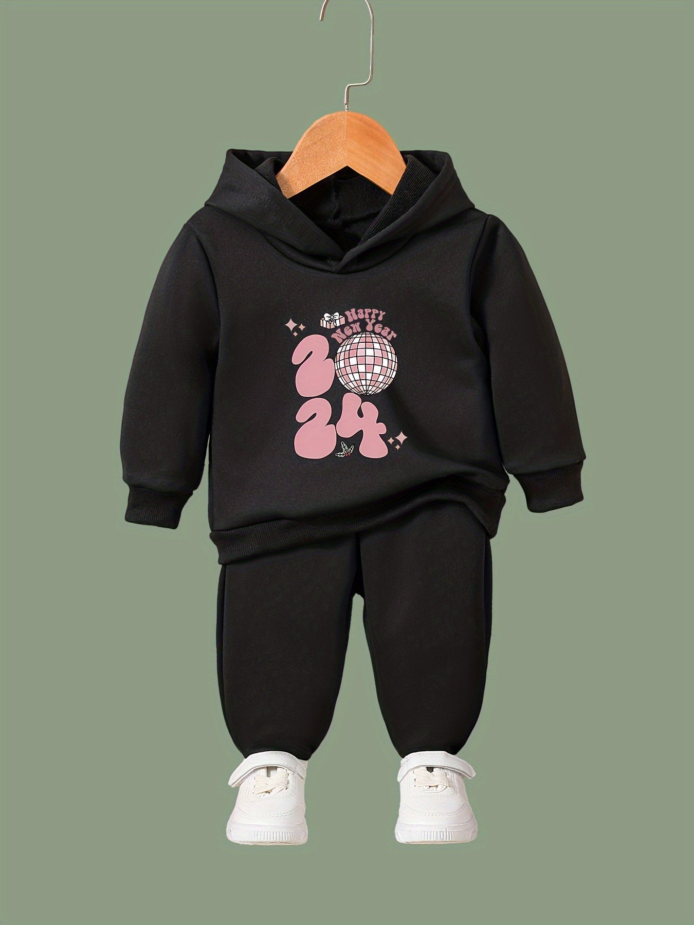 Girls Cartoon Hooded Sweatshirt & Sweatpants Set