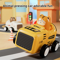 Kids' Cartoon Animal Cars Inertia Toy Vehicles Red Yellow