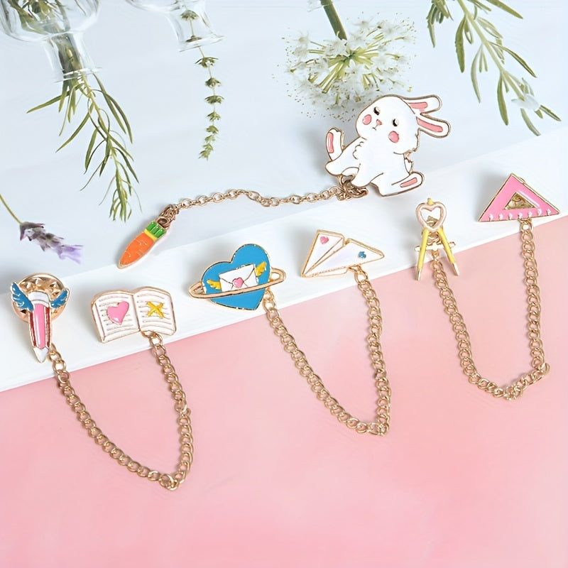 Rabbit Eating Carrot Alloy Brooch for Shirt Bag Decoration