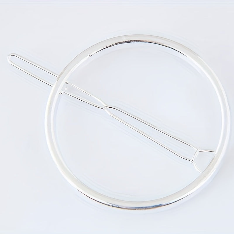 Round Frame Hair Clip Minimalist Solid Hair Pin Alloy Headwear
