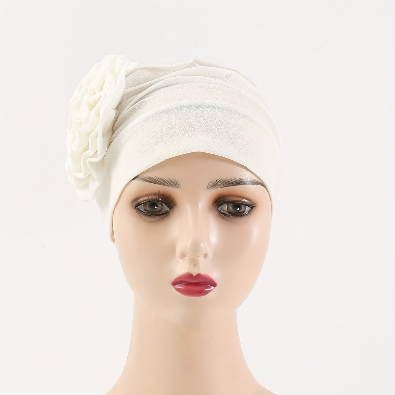 Plate Flower Turban Cap Elastic Head Wrap Ramadan Head Scarf Bonnet