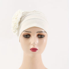 Plate Flower Turban Cap Elastic Head Wrap Ramadan Head Scarf Bonnet