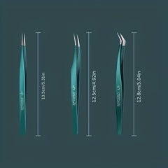 Stainless Steel Eyelash Extension Tweezers - Professional Lash Tweezers