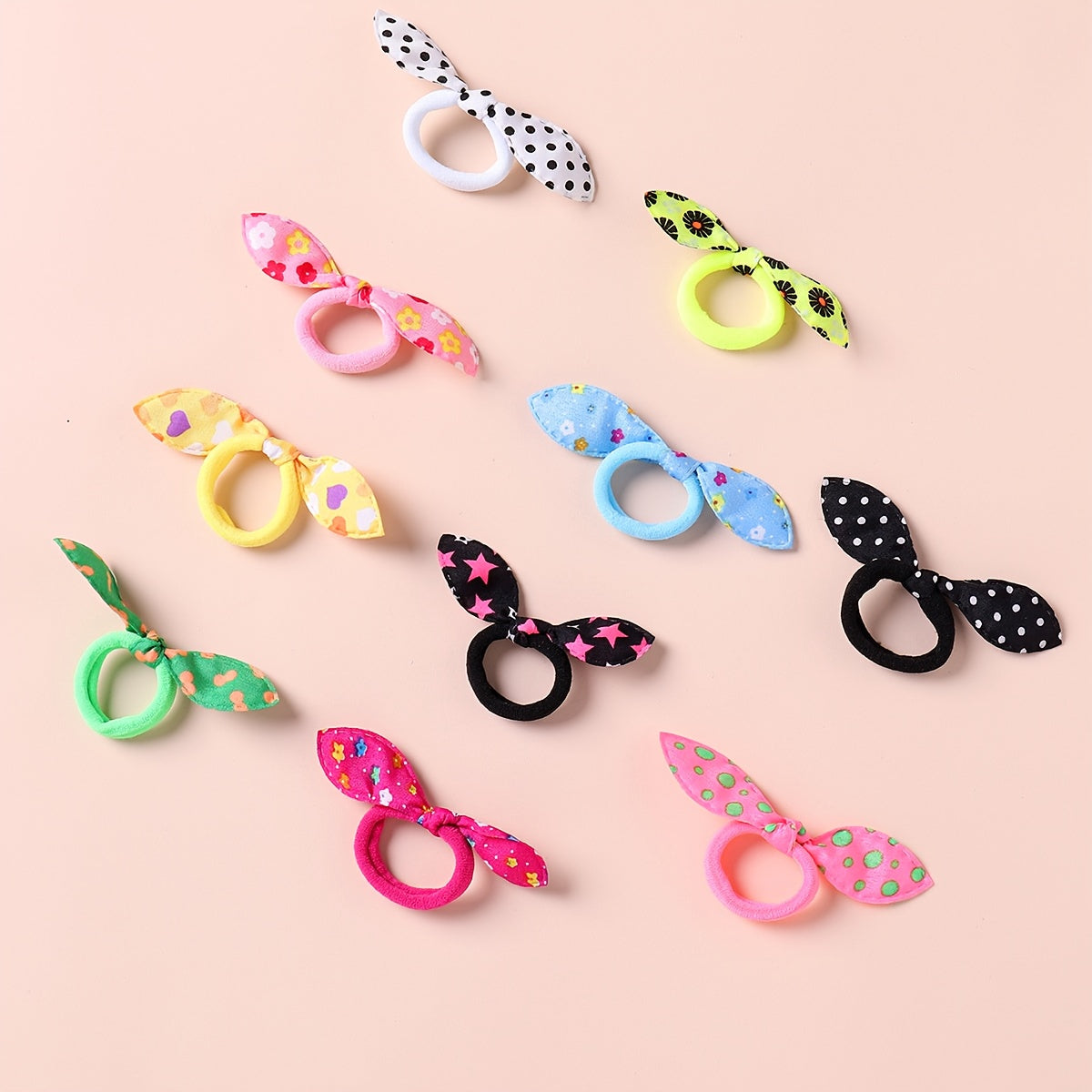 10PCS Kids Bow Hair Rope Girls Head Rope Random