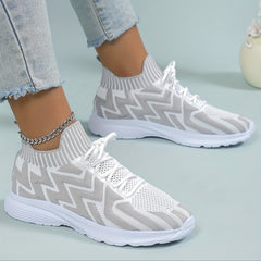 Wave Pattern Running Shoes Women Lightweight Sneakers