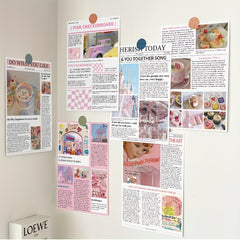 10Pcs Pink Memory Poster Series Card Postcard DIY Wall Decoration Card