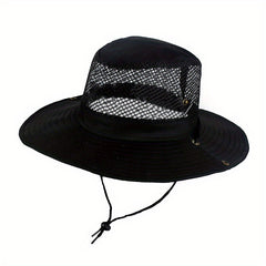 Mesh Hollow Out Bucket Hat Breathable Wide Brim UV Protection Sun Hat