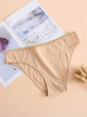 6 Pack Plus Size Basic Panties Set Women's Plus Solid Medium Panties