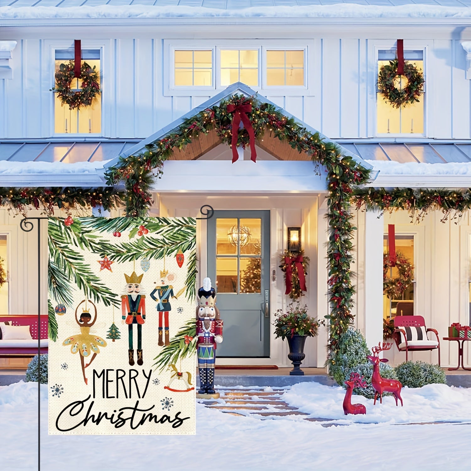 Christmas Nutcracker Garden Flag 30 48x45 72 Cm Double Sided Burlap Xmas Decor