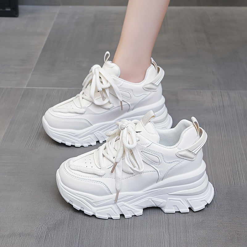 Women's Lace up Front Platform Chunky Sneakers Height Increased