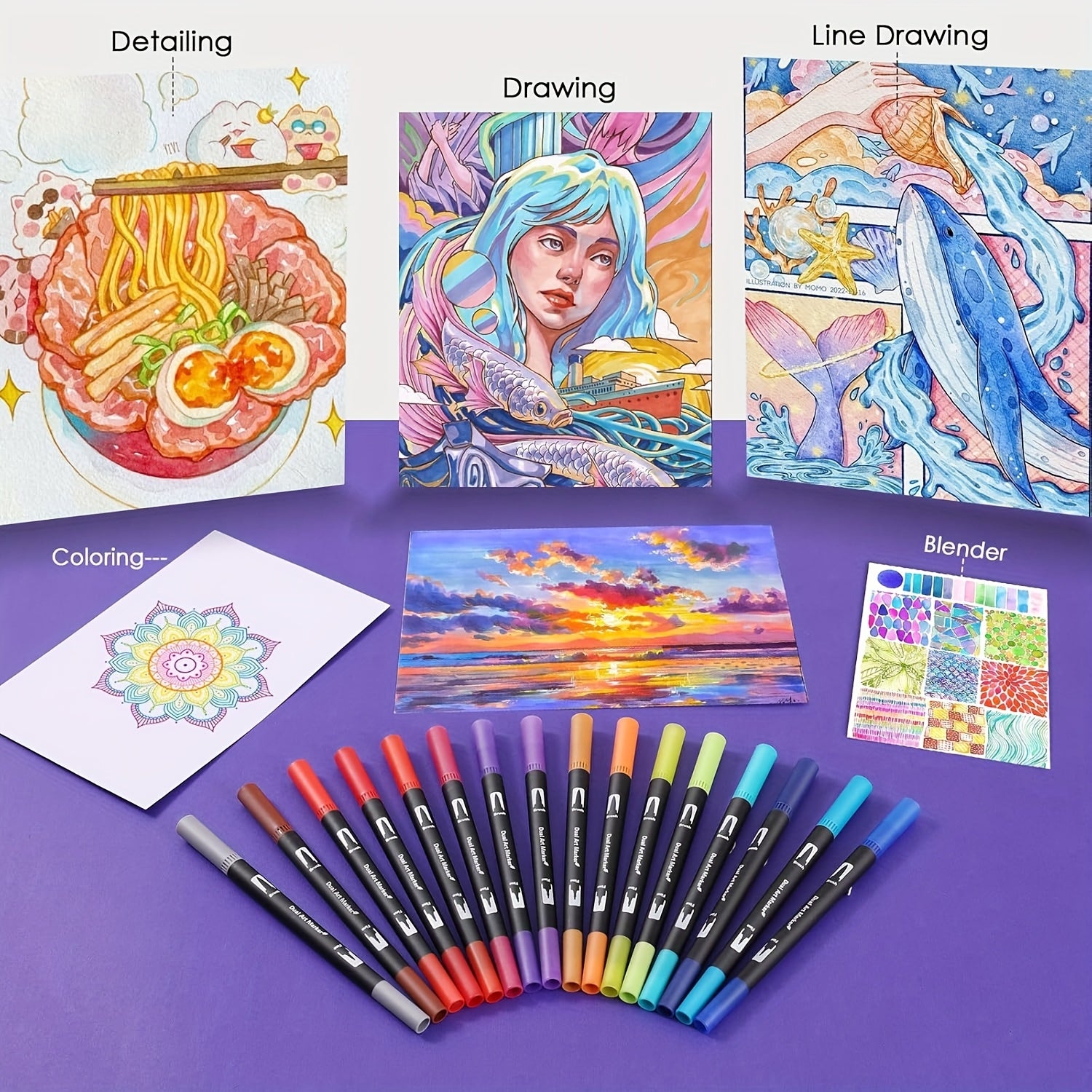 Artist Pen Set 72 Colors Dual Brush Art Markers