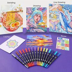 Artist Pen Set 72 Colors Dual Brush Art Markers