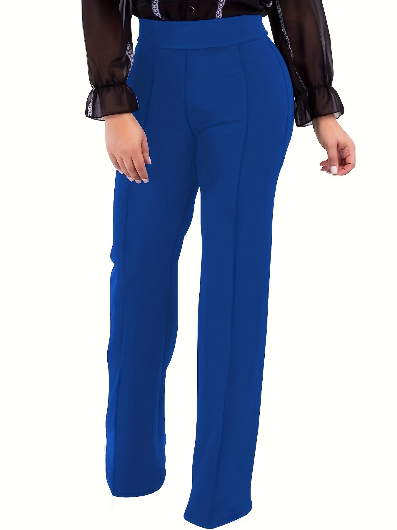  High Rise Slim Fit Flared Leg Trousers