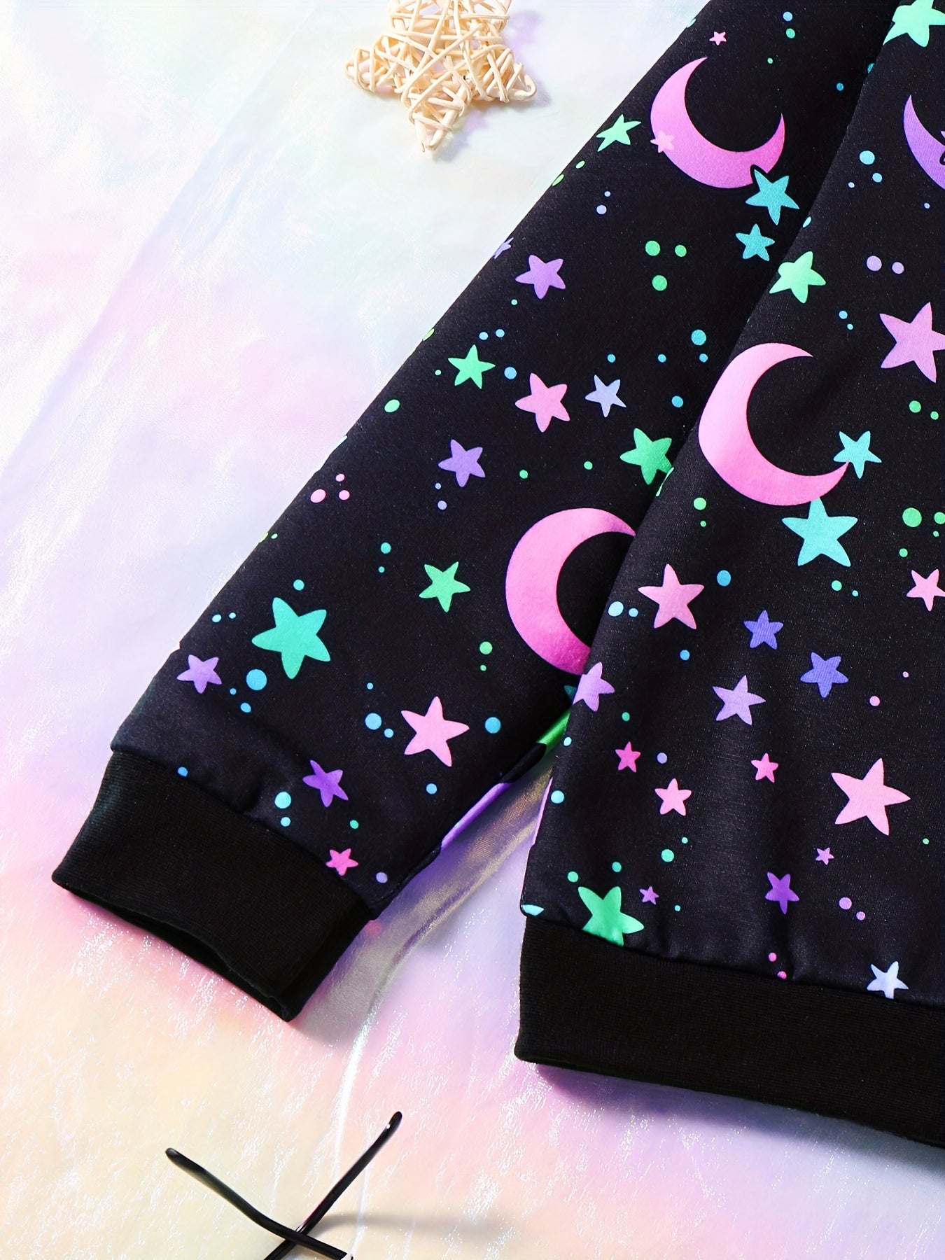 Girl's Star Moon Outfit 2pcs Sweatshirt & Sweatpants Set for Spring Fall