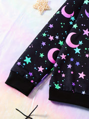 Girl's Star Moon Outfit 2pcs Sweatshirt & Sweatpants Set for Spring Fall