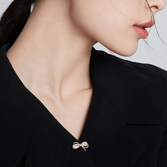 Bowknot Rhinestone Brooch Collar Decoration Pin Fix Clothes Accessories