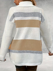  Colorblock Turtle Neck Sweater