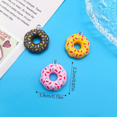 12pcs 3D Resin Donut Pendant For DIY Jewelry Making
