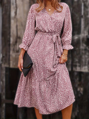  Boho Flounce Sleeve Dress