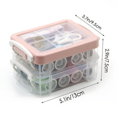 Transparent Three layer Sewing Box Sewing Tool Set Mini Scissors Button Thread