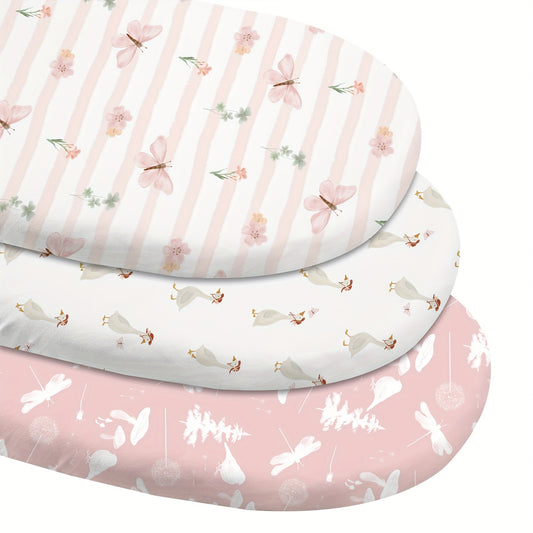 3 Pack Baby Crib Sheet Sets Ivory & Peach Animal Prints Microfiber Woven