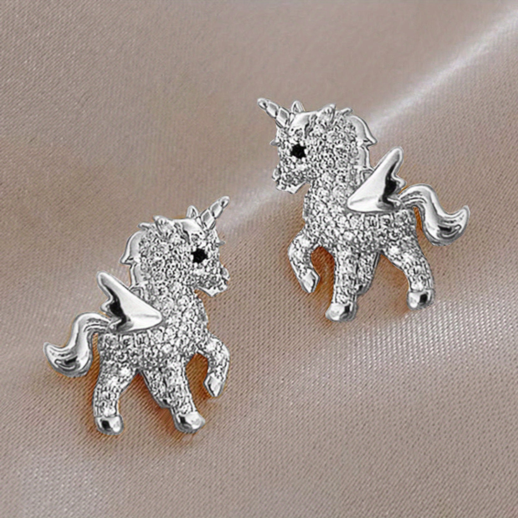 Rhinestone Unicorn Stud Earrings for Girls