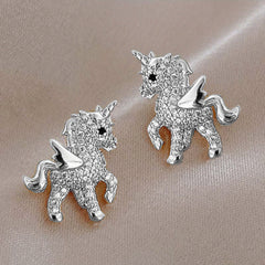 Rhinestone Unicorn Stud Earrings for Girls