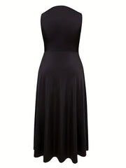  Solid Surplice Neck Maxi Dress