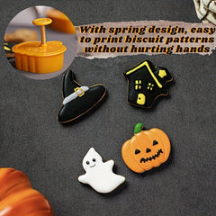 4pcs Halloween Cookie Plunger Cutters Fondant Mold Baking Tools