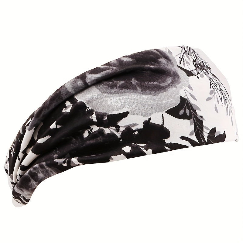 Leopard Print Wide Yoga Headband Sweatband Hair Band