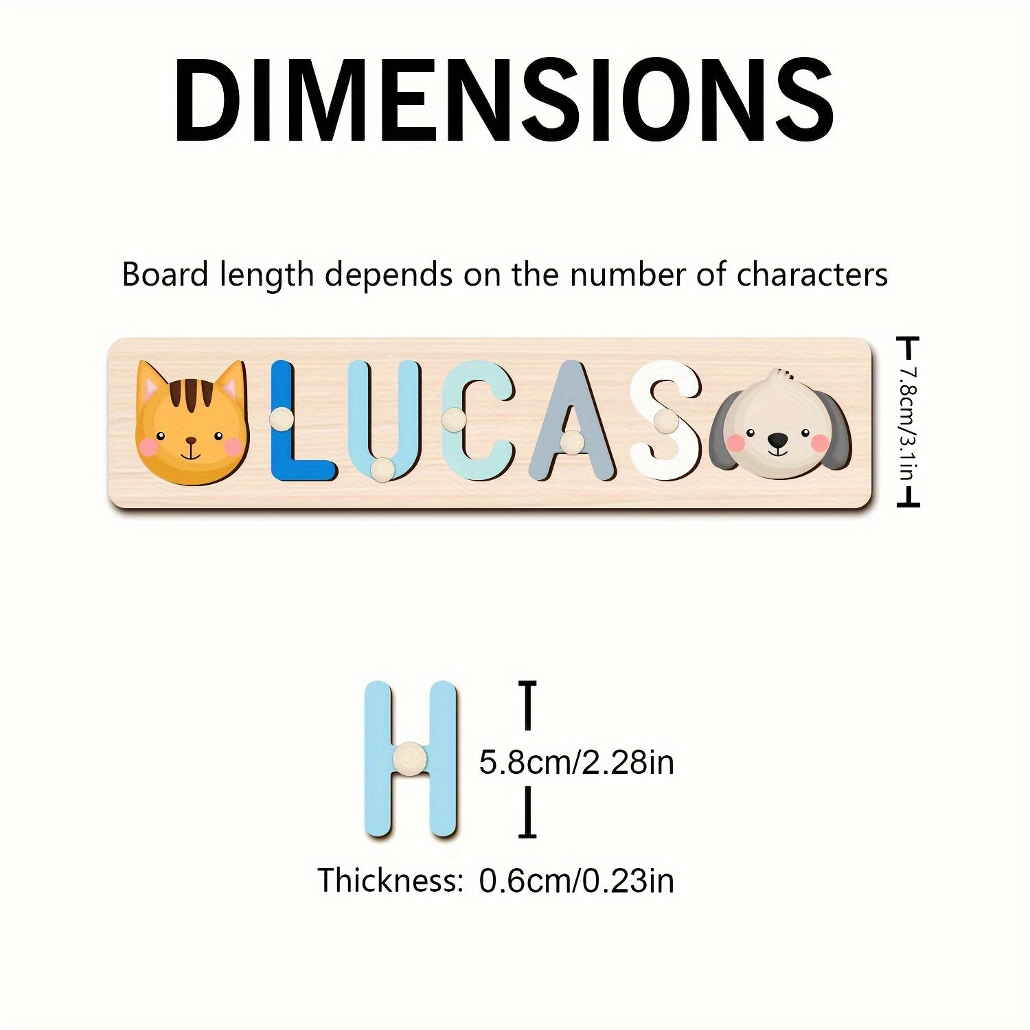 Personalized Wooden Name Puzzle with Animal & Plane Designs