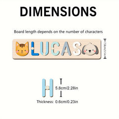 Personalized Wooden Name Puzzle with Animal & Plane Designs