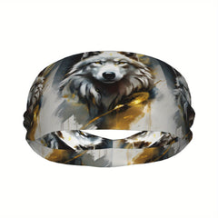 Wolf Themed Unisex Sports Headband Sweat Wicking Stretchy & Breathable Polyester