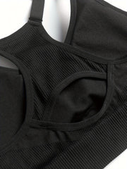 2 Pack Plus Size Seamless Racerback Sports Bras Set Women's Yoga Bralette