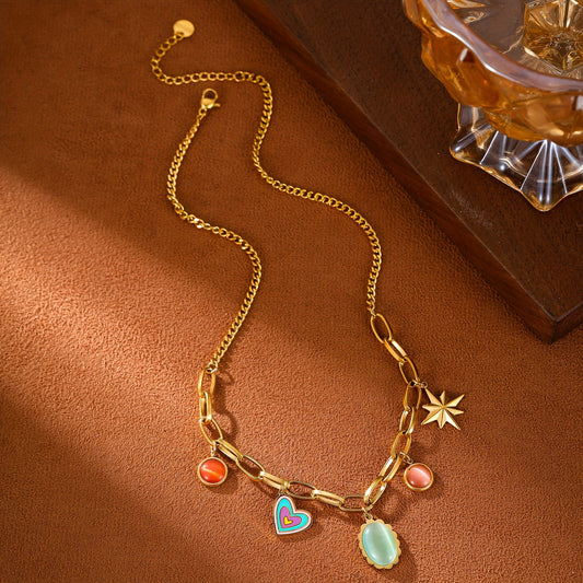 Boho Stainless Steel Pendant Necklace for Women